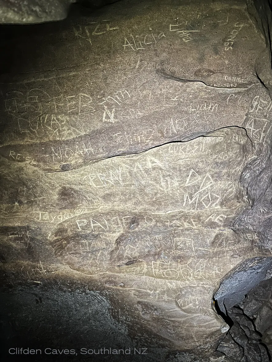 Graffiti on the walls of Clifden Cave